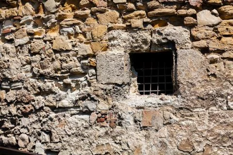 Old stone wall with window Stock Photos