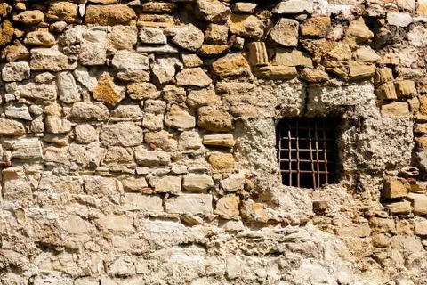 Old stone wall with window Stock Photos
