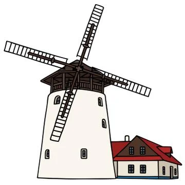 Old stone windmill Stock Illustration