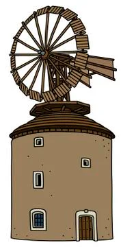 Old stone windmill Stock Illustration