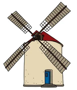 The old stone windmill Stock Illustration