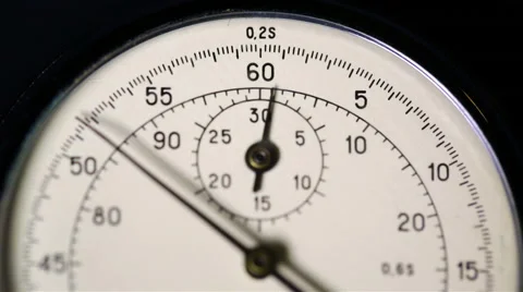 Old stopwatch clock mechanism running, close up, shot with macro lens Stock Footage 56076154