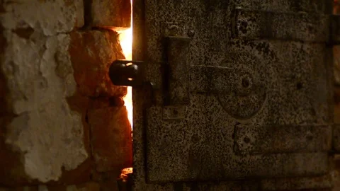 Old stove closed Stock Footage 81478952