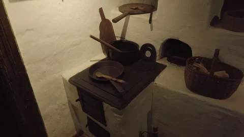 Old Stove in Kitchen Stock Footage 243589453
