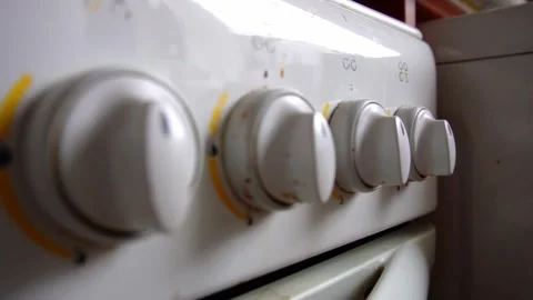 Old Stove Knobs - Gas Stove Dials Stock Footage 275271447
