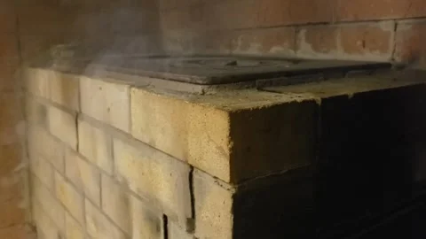 The old stove smokes Stock Footage 253256232
