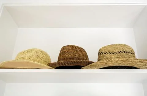 Old straw hats Stock Photos