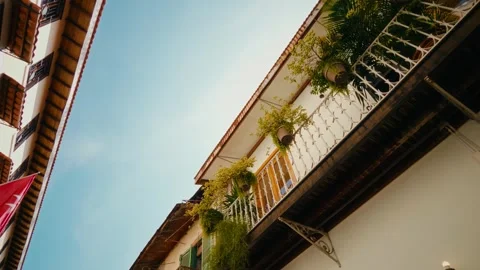Old street between tall buildings Stock Footage 343594780