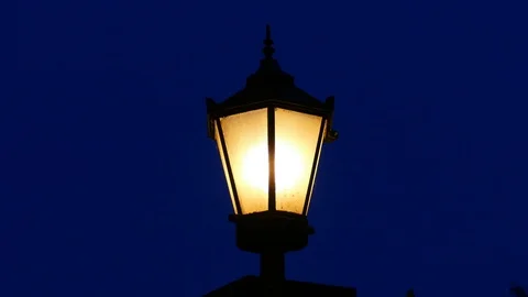 Old Street lamp at dusk Stock Footage 120073428