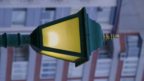 Old Street Lamp Warm Blinking Light,  Vertical 4K UHD Footage Stock Footage 234400719