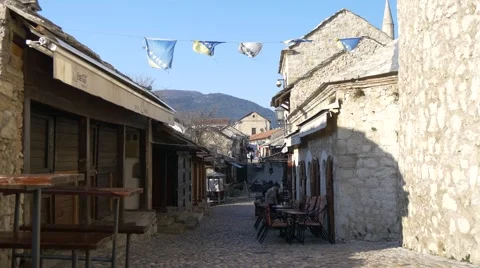 Old street in old part of Mostar Видео 47010720