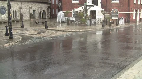 Old street in the rain Stock Footage 7140598