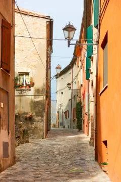 Old street in Santarcangelo di Romagna Stock Photos