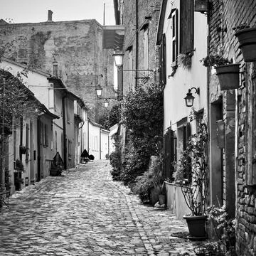 Old street in Santarcangelo di Romagna Old street in Santarcangelo di Roma... Stock Photos