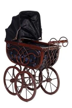 Old stroller v4. Old fashioned stroller. Taken on white background. Copyri... Stock Photos