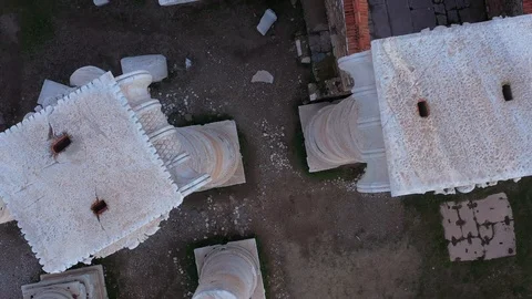 Old Structure and Mountains Aerial View Stock-Footage 122362253