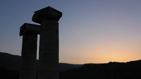 Old Structure and Sunset Aerial View Vídeo Stock 122363057