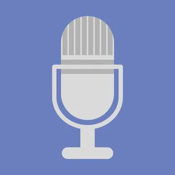 Old studio microphone vector icon blue background Stock Illustration