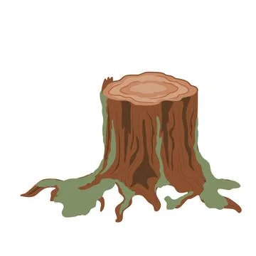 An old stump vector isolated illustration. Forest design element Stock Illustration