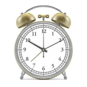 Old style alarm clock isolated on white. 3D Stock Illustration