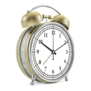 Old style alarm clock isolated on white. 3D 스톡 일러스트