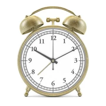 Old style alarm clock isolated on white. 3D Stock Illustration