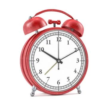 Old style alarm clock isolated on white. 3D Stock Illustration