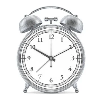Old style alarm clock isolated on white. 3D Stock Illustration