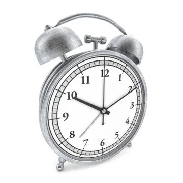 Old style alarm clock isolated on white. 3D Stock Illustration