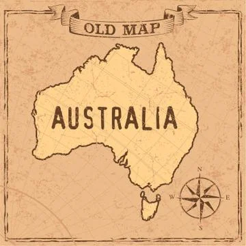 Old style Australia map Stock Illustration
