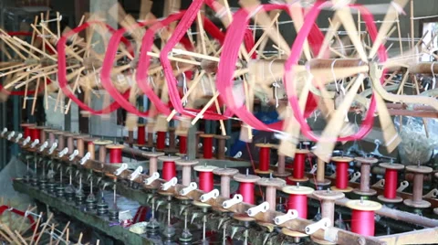Old style automatic spinning for silk. Stock Footage 38503818