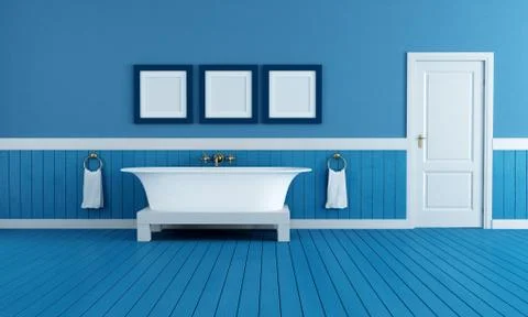 Old style blue bathroom Stock Illustration