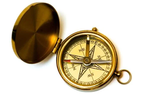 Old style brass compass Stock Photos