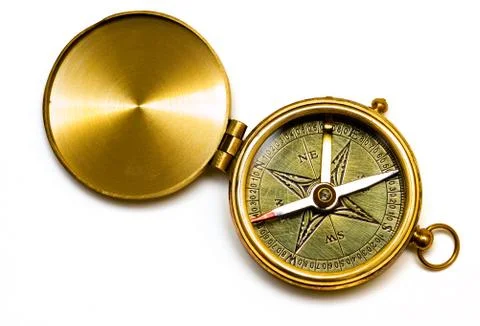 Old style brass compass Stock Photos