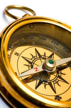 Old style brass compass Stock Photos