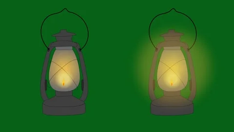 Old Style Burning Lamp Green Screen VFX - Antique Lantern Light Element Stock Footage 319405331