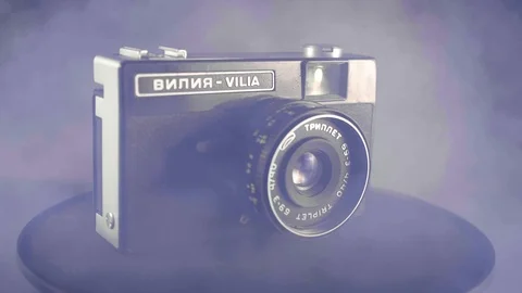 Old style camera 4K slow motion video Stock Footage 124849642