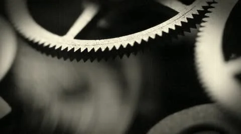 Old style cinema: watch inside spring and gears Macro Footage Stock Footage 12358948