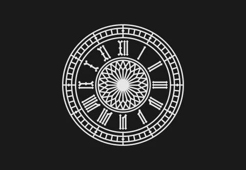 Old style clock with roman numerals. Vector illustraion Stock Illustration