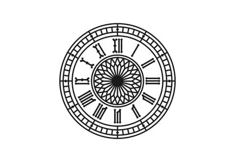 Old style clock with roman numerals. Vector illustraion Stock Illustration
