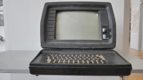 Old Style Computer. Dusty  Retro Pc Stock Footage 258595542