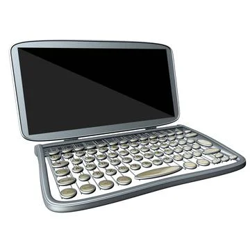 Old style computer modern computer laptop with old style typewriter keyboa... Foto stock