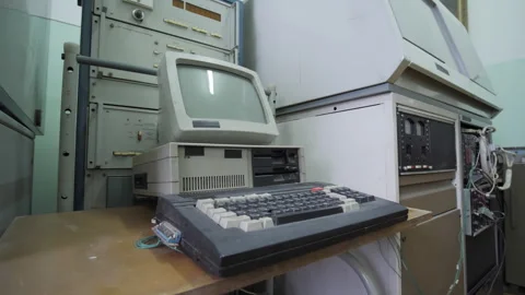 Old Style Computer Vintage Personal Computer Stock Footage 263229354