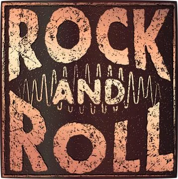 Old style design with caption Rock And Roll. Stylized as copper or bronze shi 스톡 일러스트