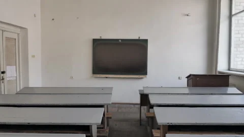 Old Style Empty Classroom, Lecture Hall At University, College, School Stock Footage 257212940