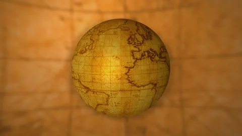 An old-style globe of the earth spins non-stop. Stock Footage 299441589