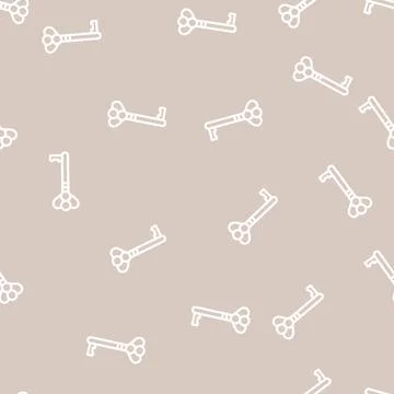 Old style key line vector seamless pattern Stock Illustration