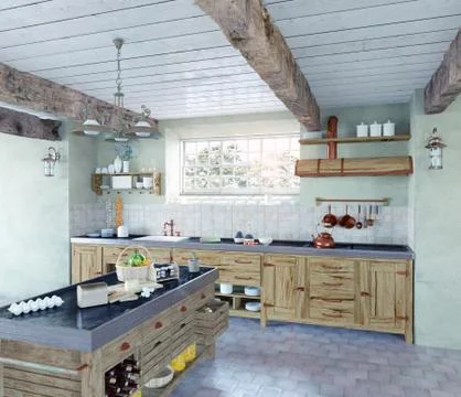 Old-style kitchen Ilustración de archivo