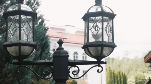 Old style lantern in the afternoon close up Stock Footage 155457893