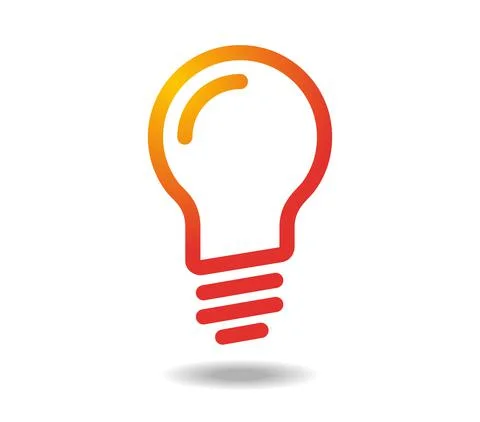 Old style light bulb. Linear drawing in oranges. Invention discovery Stock Illustration